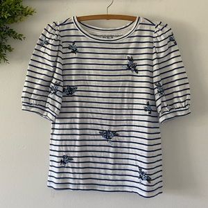 Stripped Loft t-shirt, puffed sleeves, round neck, size S
